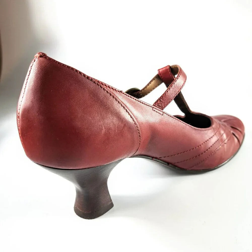 Naturalizer Red Leather Heel Mary Jane Shoes Size 7 1/2 M